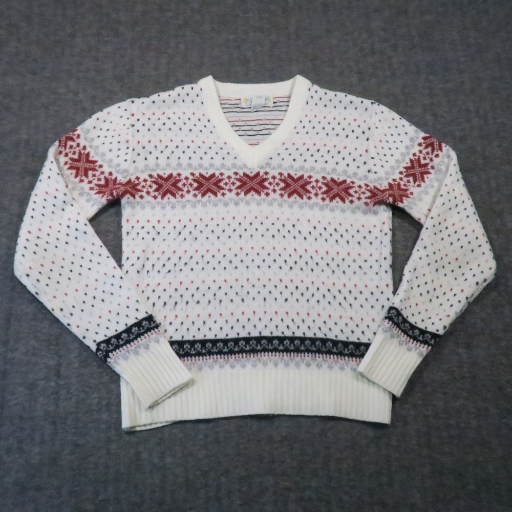Gino Paoli Nordic Snowflake Sweater M White Birdseye Vtg 70s‎ 80s Ski Cabincore